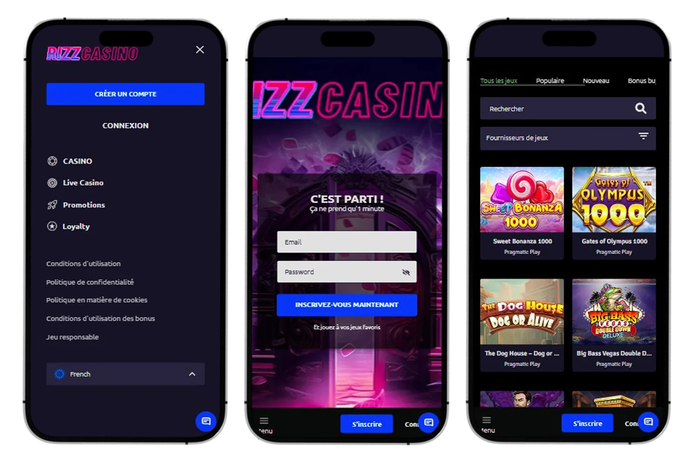 Rizz Casino mobile et application